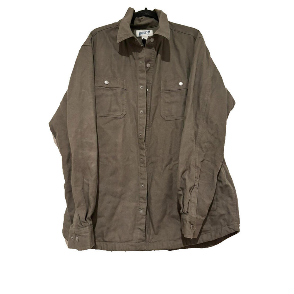 Duluth Trading Men's Fire Hose Flannel-Lined work jacket XL tall color olive3181